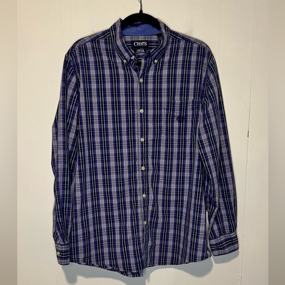 Chaps Stretch Men’s Easy Care Long Sleeve Collared Button Up Shirt S16 52625 - Picture 1 of 4